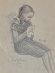Ahkera virkkaaja 1, lyijykynä, 1956, yksityiskokoelma