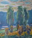 Heinänteon aikaan, öljy, 1951, yksityiskokoelma