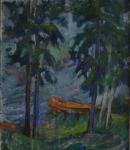 Vene Saimaan rannalla, öljy, 1949, yksityiskokoelma