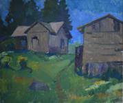 Maisema Pohjois-Karjalasta, öljy, 1975, yksityiskokoelma