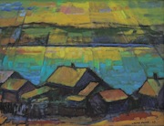 Solomannin kylä, öljy, 1969, yksityiskokoelma